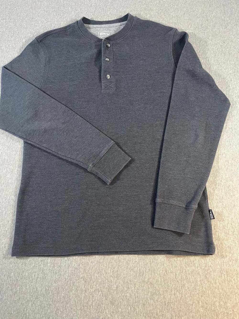 Eddie Bauer Gray Long Sleeve Thermal Waffle Knit Henley Shirt Men’s M